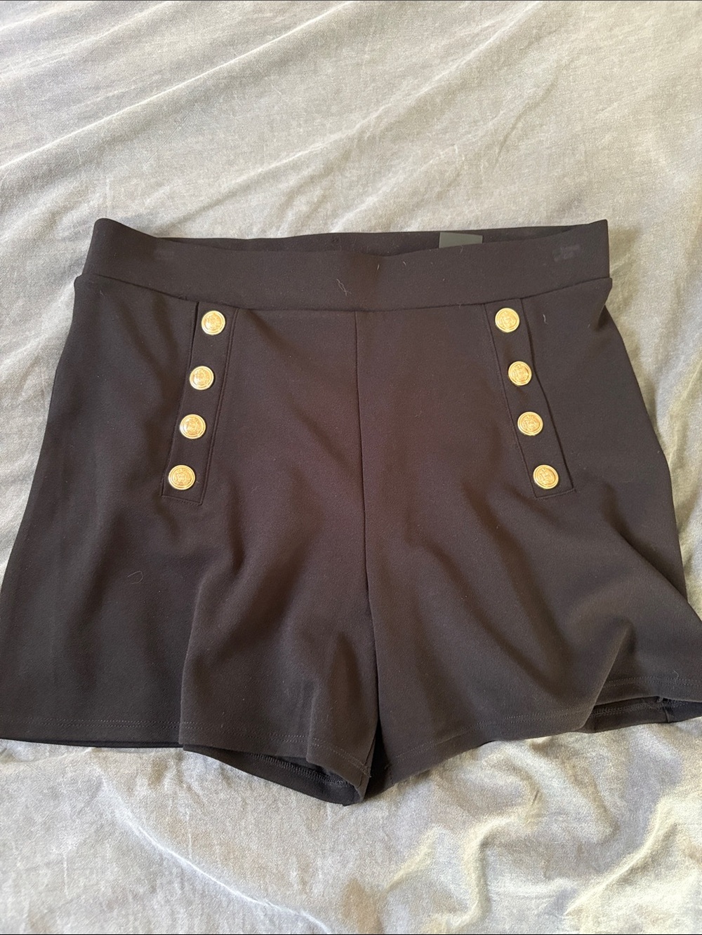 H&M Black High-Waist Shorts with Gold Buttons